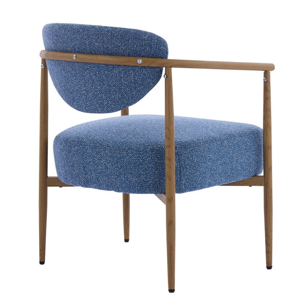 English Elm Beige Woven Fabric Dining Chair Set of Two with Wood Grain Iron Frame for Any Room W3149S00001