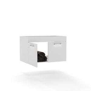 English Elm 32-inch Glossy White Wall Mounted Vanity Cabinet with Soft Close Double Door Storage W3151P353908