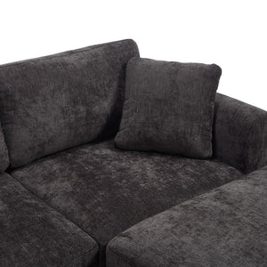 English Elm Modern Chenille L-shaped Sectional with Usb Charging Ottoman Storage Living Room Couch Black W2120S00014