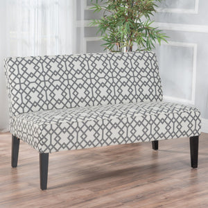 English Elm 50'' Geometric Gray Polyester Loveseat with Matte Black Legs for Modern Living N771P376540S