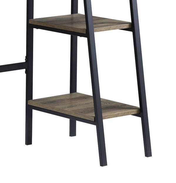 English Elm Rustic Oak And Black 2-Tier Writing Desk With H-Shape Base, Device Holder & Compact Design For Small Spaces B062P209210-GIGA