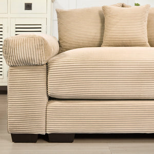 English Elm 130" Oversized Cloud Modular Sectional Couch In Plush Camel Corduroy, Ergonomic Design & Ottoman Included For Ultimate Comfort W714S01309