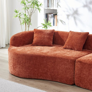 English Elm 111" L Shaped Cloud Sofa Plush Chenille Upholstered High Density Foam Apartment Living Room Orange W1669S00054