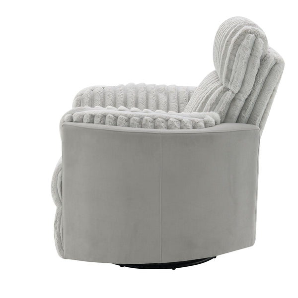 English Elm Emee Gray Corduroy Glider Recliner w/ Swivel, Pocket Coil Seat, Curved Arms & Smooth Glide Comfort B2726P251668