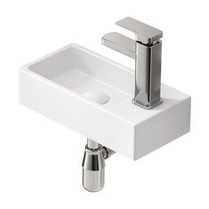 English Elm Wall-mounted Porcelain Basin Complete Faucet Set for Powder Room or Small Bathroom Milk White,Silver W3402P402912