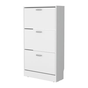 English Elm PIECES Slim Vertical Shoe Rack with 3 Flip-Down Compartments, Scratch-Resistant Melamine, Modern Organizer White 50 L x 24 W x 6 H B128P387073