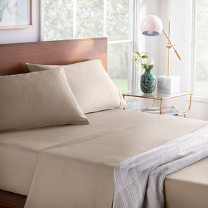 English Elm Linenspa 600TC Cotton Blend Sheet Set Twin Sand – Ultra-Soft Fade-Resistant Cotton-Rich Bedding, Machine Washable B350P394828