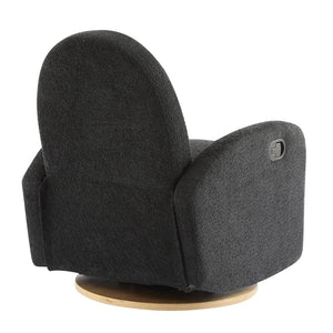 English Elm 360 Swivel Glider Recliner with Solid Wood Base Contemporary Upholstered Lounge Chair Black N771P363407H