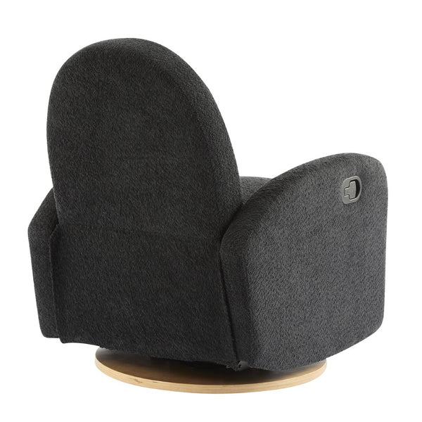 English Elm 360 Swivel Glider Recliner with Solid Wood Base Contemporary Upholstered Lounge Chair Black N771P363407H