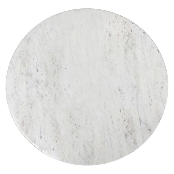 English Elm Myles Round Marble Top Side Table with Hammered Aluminum Pedestal Base B136P419855