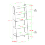 72" Metal & Wood Ladder Shelf White Calacatta Marble, White Metal BS72ARLDWCM Walker Edison