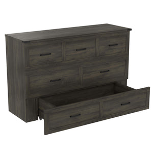 English Elm Murphy Full-Size Cabinet Bed with Built-In Charging Station, Storage Drawer & 700lb Capacity Comfort Gray 57.25 L x 27 W x 6 H N733S293997G