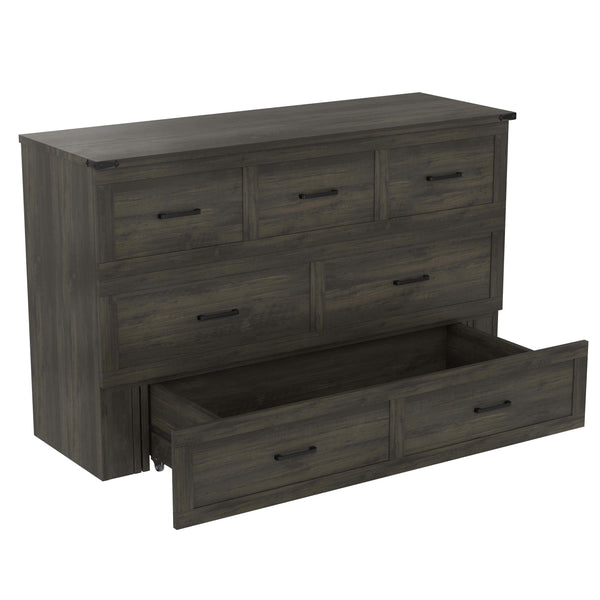 English Elm Murphy Full-Size Cabinet Bed with Built-In Charging Station, Storage Drawer & 700lb Capacity Comfort Gray 57.25 L x 27 W x 6 H N733S293997G