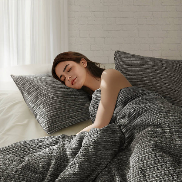 English Elm 3PCS King Comforter Set – Plush Washed Microfiber Comforter & Shams, Hypoallergenic 100% Poly Fill Luxury Charcoal 11.5 L x 9.5 W x 9 H B035P341121