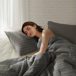 English Elm 3PCS Waffle Washed Comforter Set Full/Queen with Breathable 100% Cotton Face and Plush 270G Fill Charcoal 11.5 L x 9.5 W x 8 H B035P341120