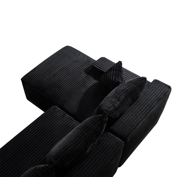 English Elm 106.3" Jumbo Corduroy L-shaped Sectional Deep Seat Sofa No Assembly Modern Living W5515S00038
