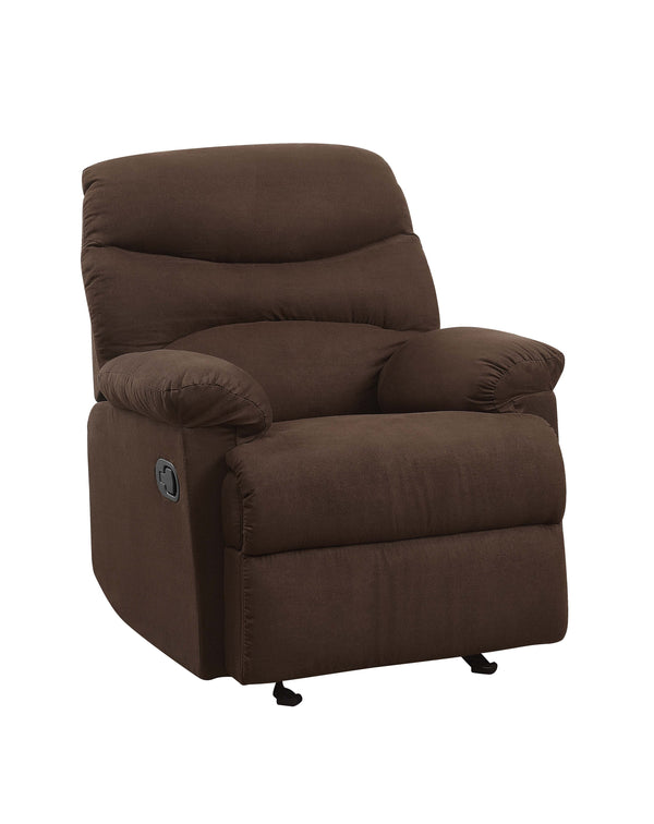 English Elm Arcadia Plush Microfiber Motion Recliner with Pillow-Top Arms, Smooth Latch Mechanism for Relaxation Chocolate 32 L x 31 W x 27 H B2726P256681