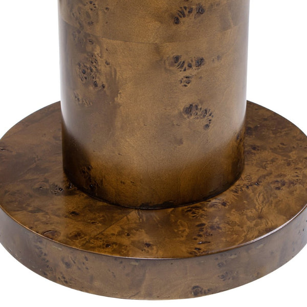 English Elm Bolin Burl Wood Round Side Table Sculptural Pillar Base Walnut Accent Piece B2719P280166