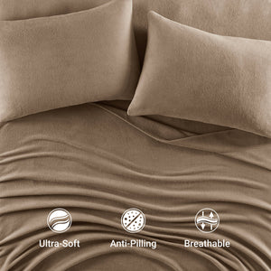 JLA Home True North by Sleep Philosophy - Sheet Micro Fleece Sheet Set — Ultra-Soft, OEKO-TEX Certified, Breathable Warmth, Pill-Resistant Comfort Brown SHET20-531