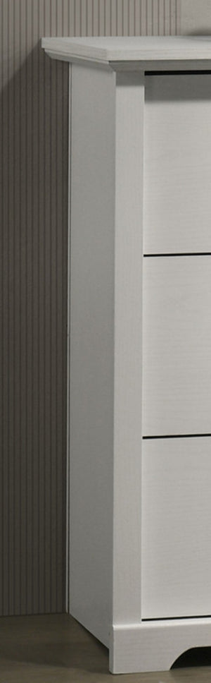 English Elm Elettra Wide Six Drawer Dresser White Laminate Finish with Black Metal Hardware B2749P413338