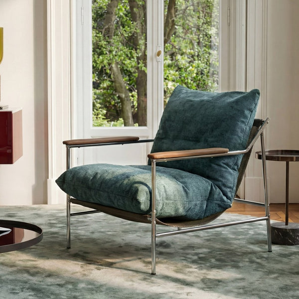 English Elm Accent Sling Chair Mid Century Modern Upholstered Fabric Seat for Living Room Bedroom W3851P452791