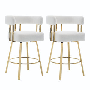 English Elm Ts Teddy Fleece Accent Chair Set of Two with Gold Square Legs for Glam Modern Spaces White W2311P412751