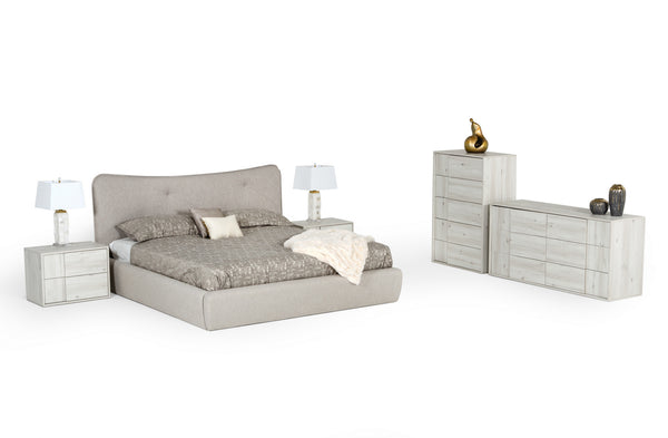 Vig Furniture Modrest Alessia - Luxurious Eastern King Grey Upholstered Bed With Modern Italian Design Elegance Grey  Vgacalessia-bed-ek