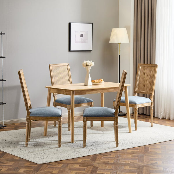 English Elm Christopher Knight Home® - [Set Of 4] Vintage French Country Dining Chairs - Elegant Cane Backrest & Cozy Upholstered Seats N767P263678D_4