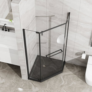 English Elm Goodyo Neo-angle Corner Shower Base Acrylic Abs Matte Black Low Profile Design D163147917