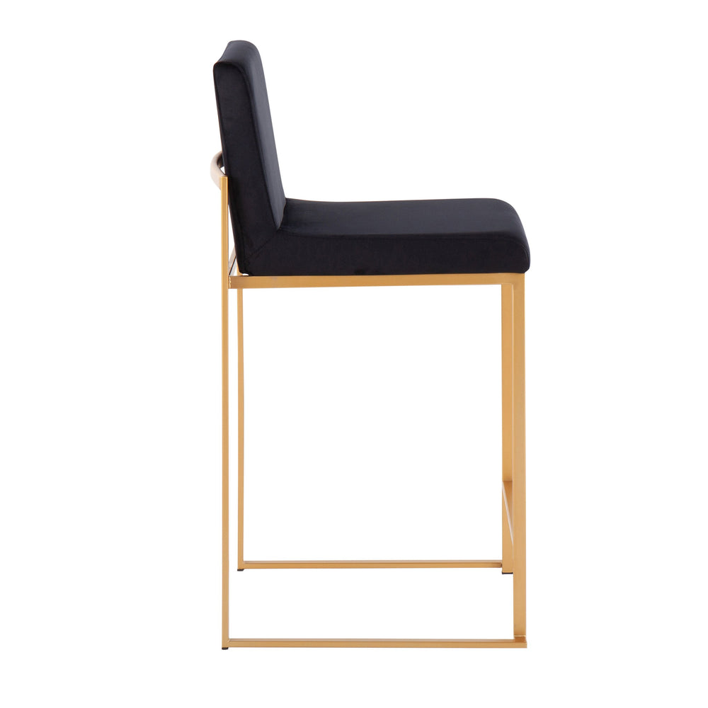 English Elm Fuji Contemporary Velvet Counter Stools Set Of 2 - Gold Steel Frame, Luxe Comfort & Style Upgrade B202P221945