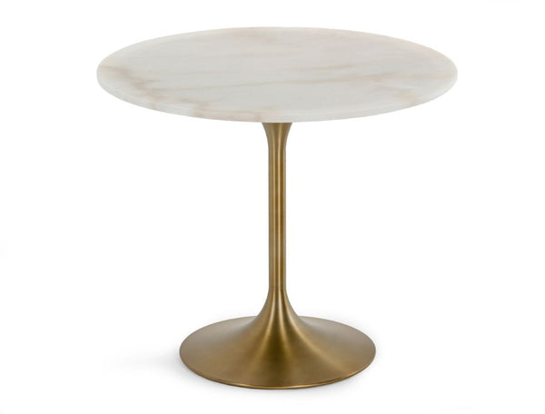 VIG Furniture Collins Round White Marble Dining Table With Gold Pedestal Base, Mid-Century Glam Seating For 4 VGGMM-DT-1089