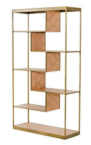 VIG Furniture Modrest Jessica - Modern Oak & Brass Bookshelf VGGMBK-1179-SHELF