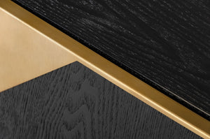 VIG Furniture Perret Black Ash Buffet With Brushed Brass Geometric Inlay — Modern Glam Storage, 63"W X 33"H VGGMW-1330A-BUFF