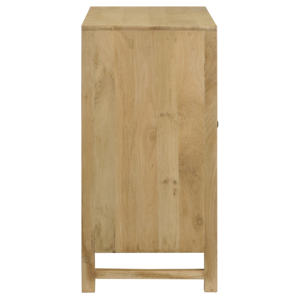 English Elm Henley Natural Mango Wood 2-Door Accent Cabinet with Rustic Cane Doors, Antique Brass Knobs, Storage - Island-Inspired 38"W x 32"H x 16"D B062P350431