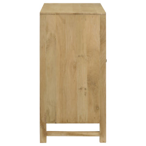 English Elm Henley Natural Mango Wood 2-Door Accent Cabinet with Rustic Cane Doors, Antique Brass Knobs, Storage - Island-Inspired 38"W x 32"H x 16"D B062P350431