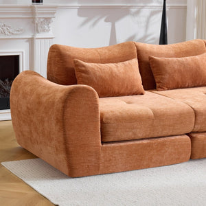 English Elm Modular Cloud Sectional Sofa Bed with Flannelette Upholstery for Flexible Living Orange W1829S00078