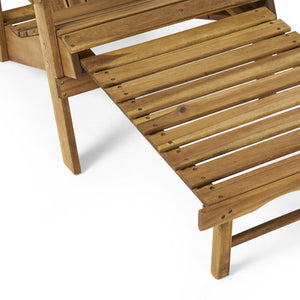 English Elm Malibu Acacia Wood Reclining Adirondack Chair with Built-in Footrest for Outdoor Lounging 57345.00NTLS