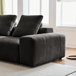 English Elm Luxury Piano Key Chenille Velvet Sofa Solid Wood Frame Three Seat Modern Living Room Grey W1765S00134