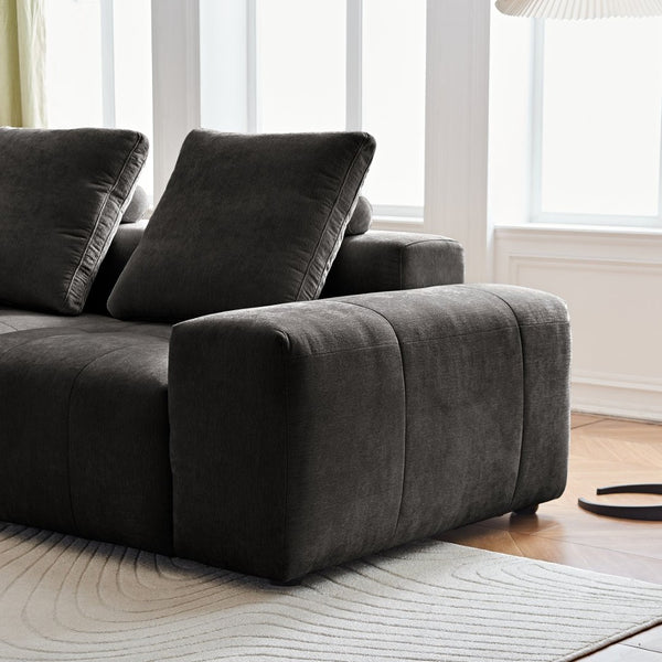 English Elm Luxury Piano Key Chenille Velvet Sofa Solid Wood Frame Three Seat Modern Living Room Grey W1765S00134