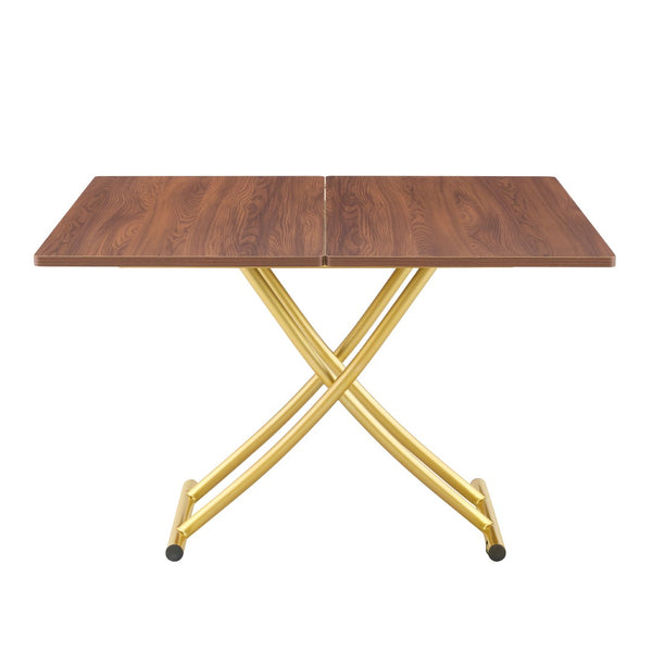 English Elm Modern Adjustable Lift Table Walnut Grain Mdf Top Slim Metal Legs Home Office Use Dark Walnut,Gold W1151P302106