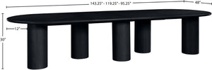 Meridian Furniture Dolan Art Deco Dining Table with Five Pedestal Base for Formal Large Gathering Spaces Black 773Black-T