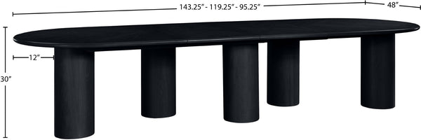 Meridian Furniture Dolan Art Deco Dining Table with Five Pedestal Base for Formal Large Gathering Spaces Black 773Black-T