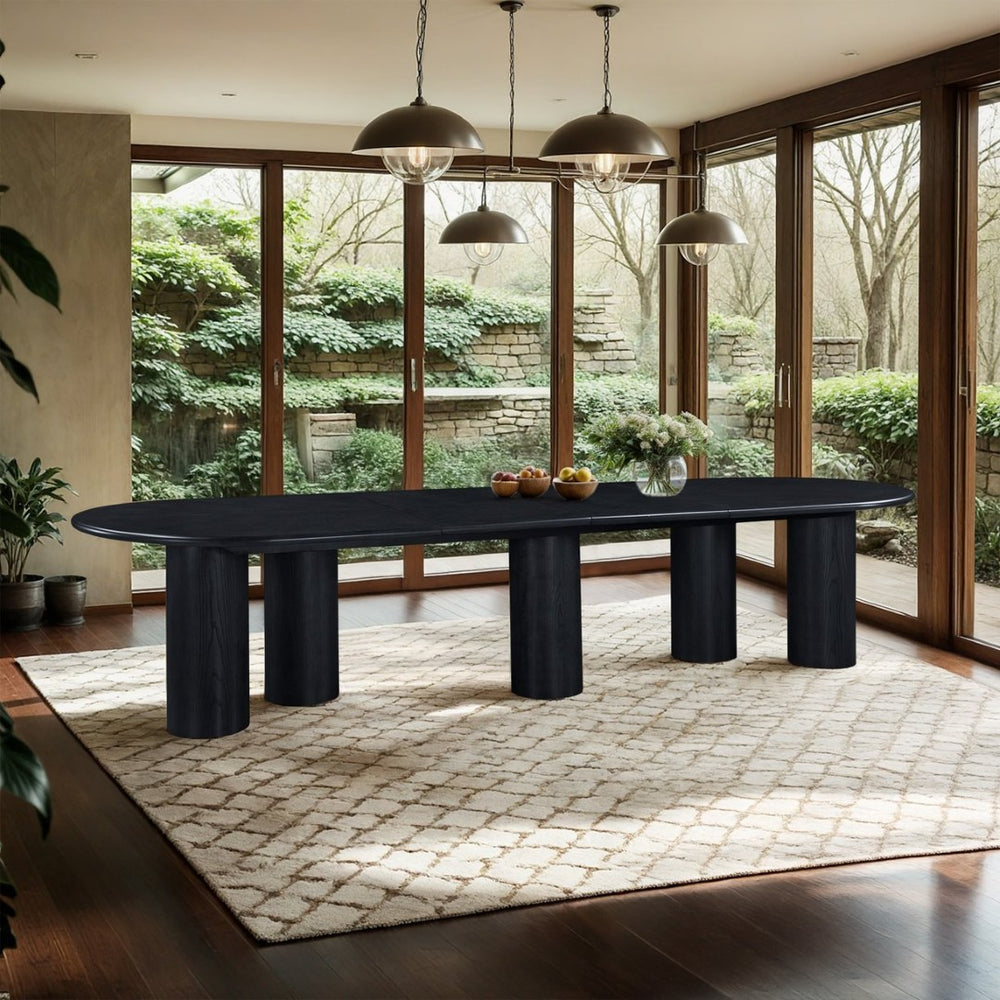 Meridian Furniture Dolan Art Deco Dining Table with Five Pedestal Base for Formal Large Gathering Spaces Black 773Black-T
