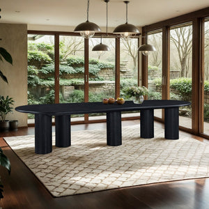 Meridian Furniture Dolan Art Deco Dining Table with Five Pedestal Base for Formal Large Gathering Spaces Black 773Black-T