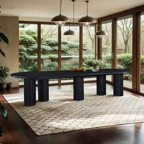 Meridian Furniture Dolan Art Deco Dining Table with Five Pedestal Base for Formal Large Gathering Spaces Black 773Black-T
