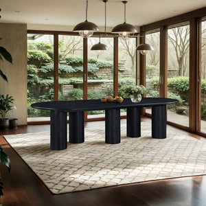 Meridian Furniture Dolan Art Deco Dining Table with Five Pedestal Base for Formal Large Gathering Spaces Black 773Black-T