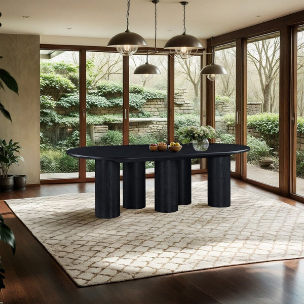Meridian Furniture Dolan Art Deco Dining Table with Five Pedestal Base for Formal Large Gathering Spaces Black 773Black-T