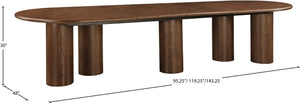 Meridian Furniture Dolan Art Deco Dining Table with Five Pedestal Base for Formal Large Gathering Spaces Brown 773Brown-T