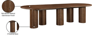 Meridian Furniture Dolan Art Deco Dining Table with Five Pedestal Base for Formal Large Gathering Spaces Brown 773Brown-T