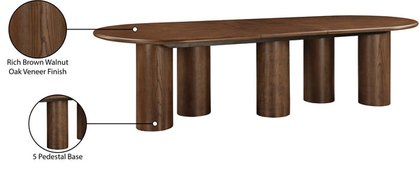 Meridian Furniture Dolan Art Deco Dining Table with Five Pedestal Base for Formal Large Gathering Spaces Brown 773Brown-T